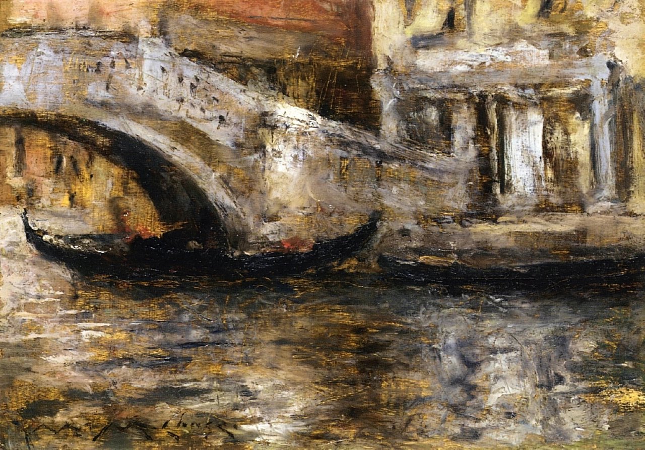 Gondole lungo il canale veneziano 1913
